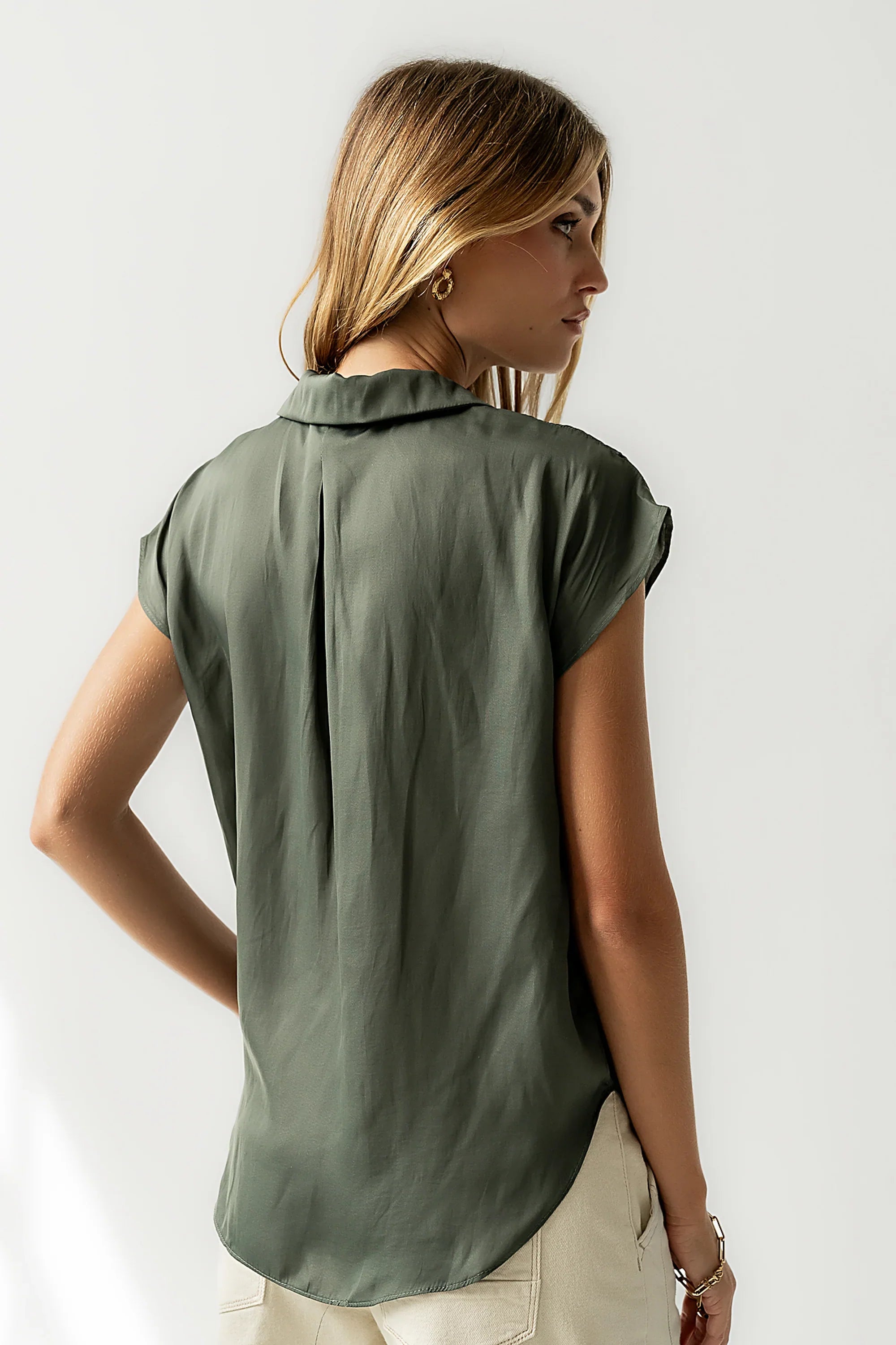 Poppy Collared Blouse in Green