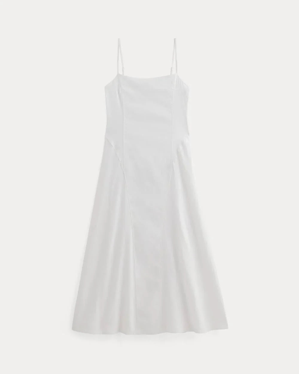 The Seamed Dress in Stretch Linen | White