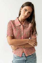 Connie Gingham Blouse in Red