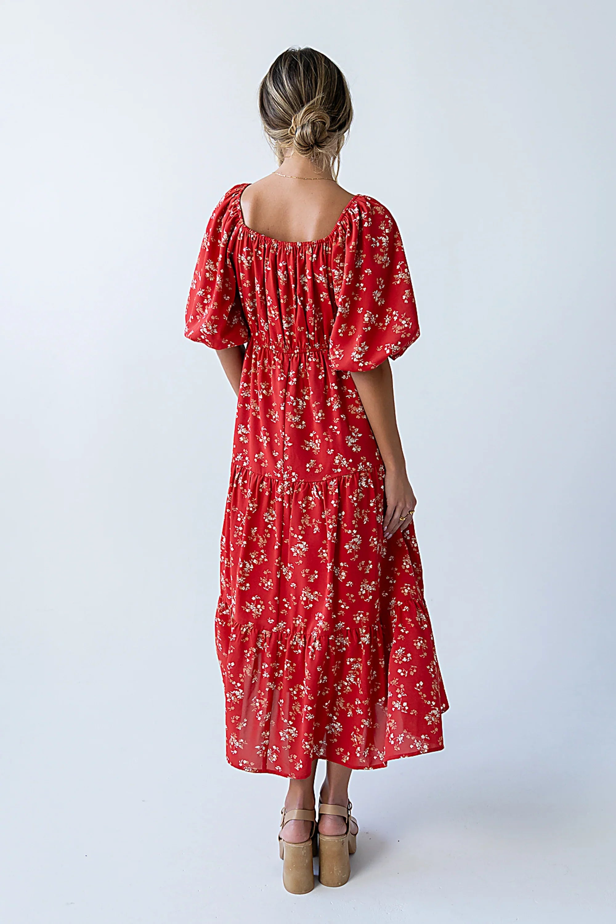 Amy Floral Maxi Dress in Red