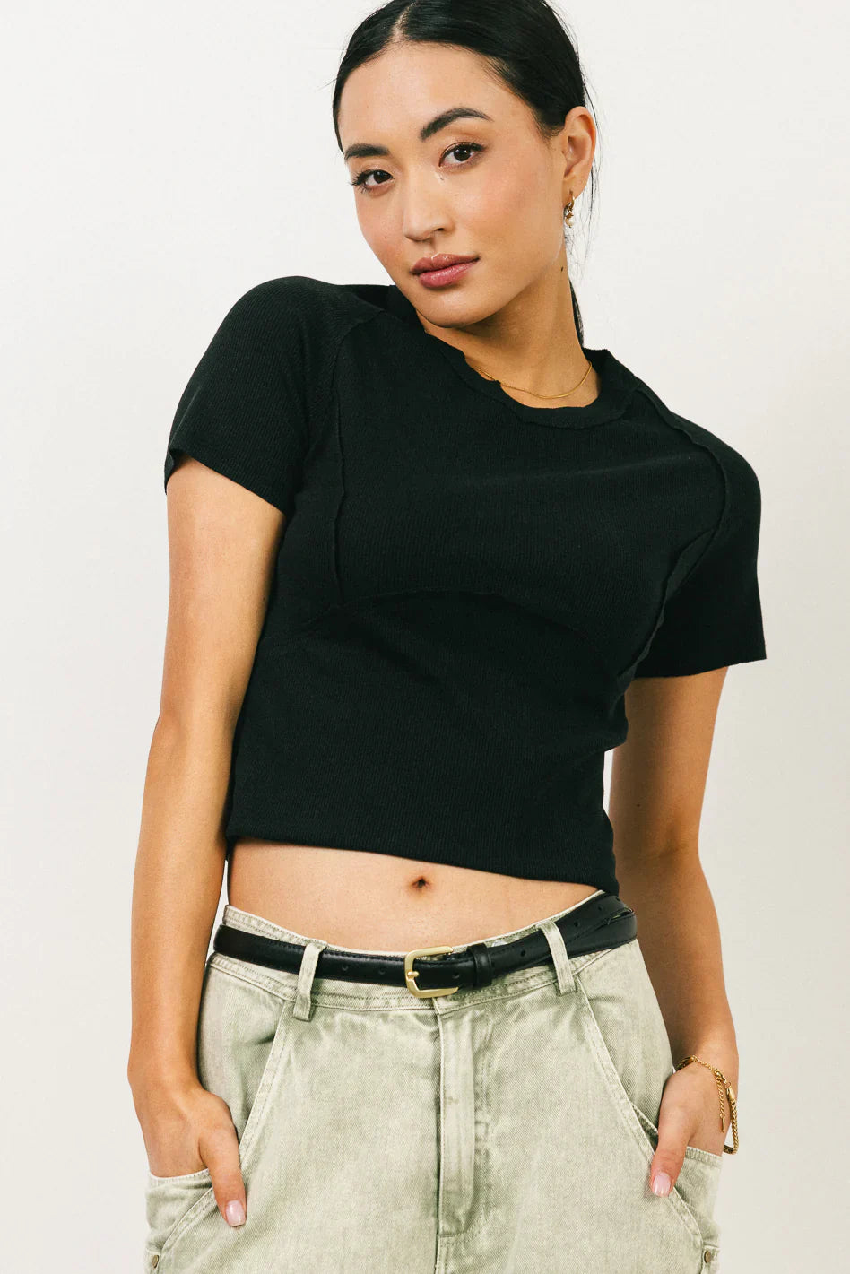 Tillie Reverse Seam Top in Black
