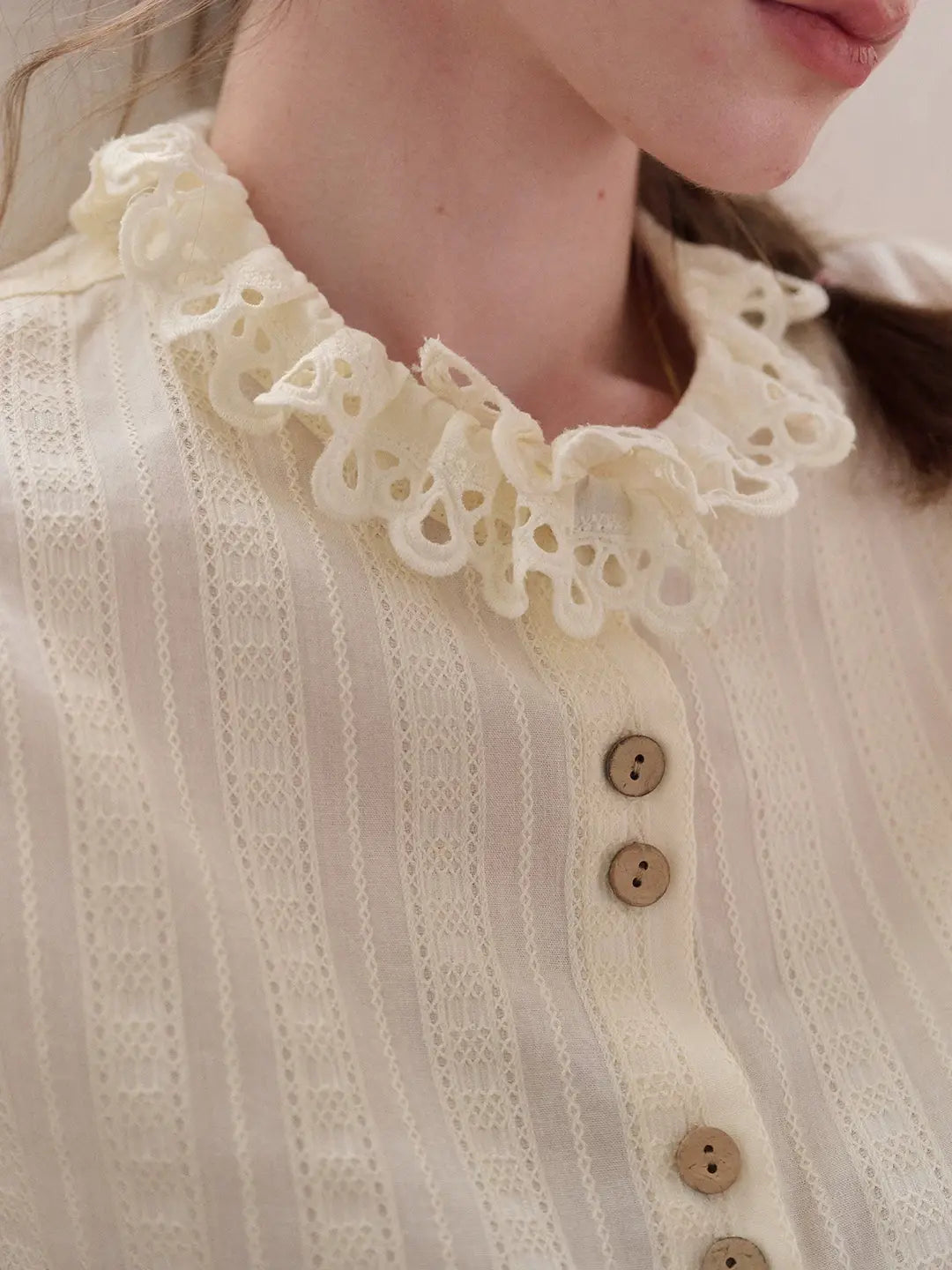 Kaiya Ruffle Collar 100% Cotton Blouse