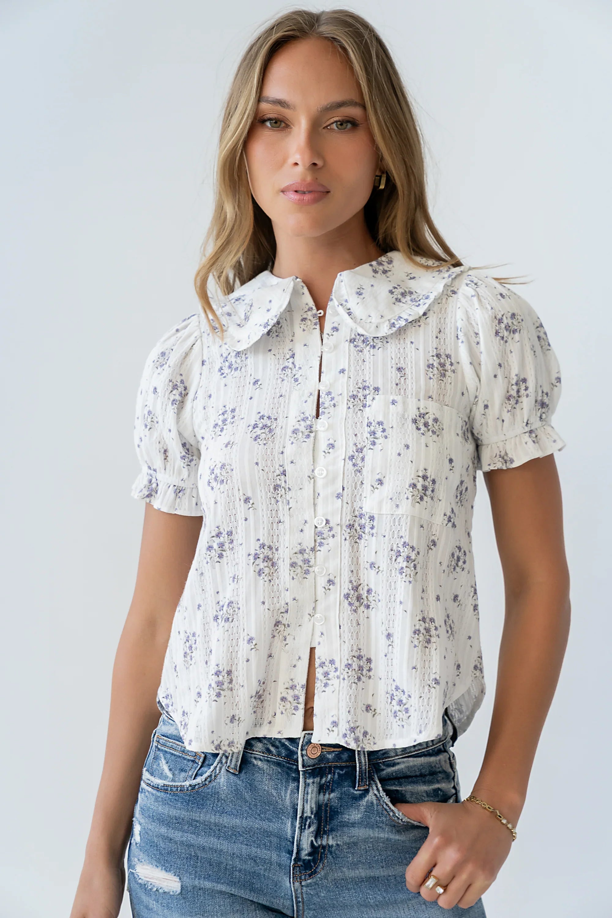 Nelly Floral Blouse in Lavender