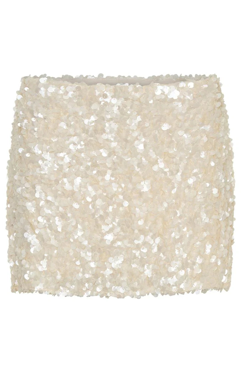 Soft Power Sequin Mini Skirt Cream