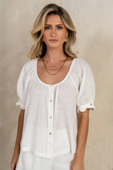 Owen Scalloped Top in White