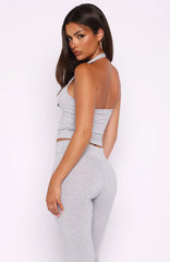 Focus On The Good Halter Top Grey Marle